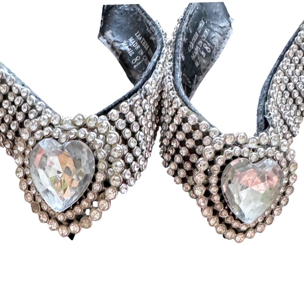 Yellow Box Rhinestone Heart Platform Flip Flops Y2K Bling Sandals Black Size 8.5 - Picture 11 of 11
